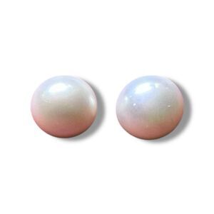 14TK Stamped White Gold Genuine Cultured White Pearl Stud Earrings 10-12MM